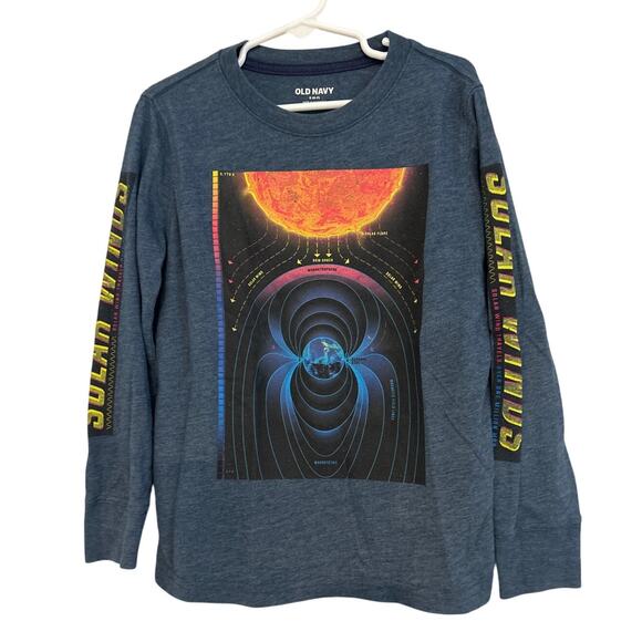 Old Navy Boys Long Sleeve Graphic Tee Solarwinds Blue Small - Picture 1 of 6